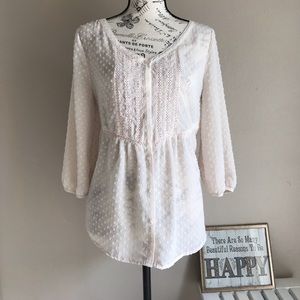 📦SOLD📦  Lauren Conrad Cream Blouse Sz M